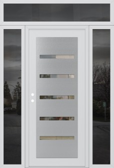 Diamond C7 68" x 96" white/white clear Glass Panel stainless steel RHI with 2 Sidelites and Transom mirrored Glass