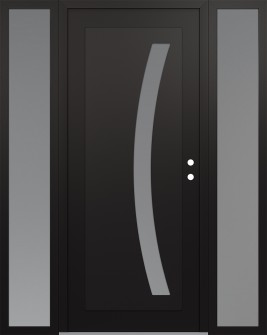 Diamond C4 68" x 80" black/white frosted Glass Panel black LHI with 2 Sidelites frosted Glass