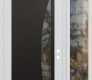 Modern Steel Front Door Diamond C13 52" x 96" white/white clear Glass Panel black LHI with Sidelite and Transom clear Glass