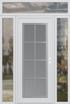 Diamond C16 68" x 96" white/white frosted Glass Panel stainless steel LHI with 2 Sidelites and Transom clear Glass