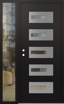 Diamond D6 52" x 80" black/black clear Glass Panel stainless steel RHI with Sidelite clear Glass