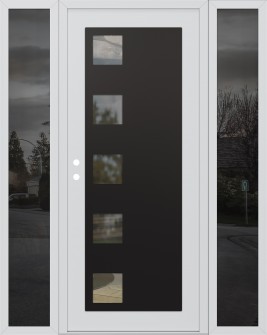 Diamond C5 64" x 80" white/white clear Glass Panel black RHI with 2 Sidelites mirrored Glass