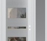 Modern Steel Front Door Diamond C10 52" x 96" white/white clear Glass Panel stainless steel LHI with Sidelite and Transom frosted Glass