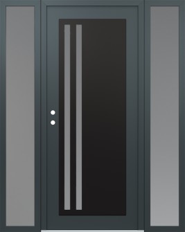 Diamond C6 64" x 80" anthracite/anthracite frosted Glass Panel black RHI with 2 Sidelites frosted Glass