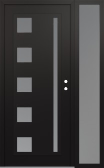 Diamond C3 48" x 80" black/white frosted Glass Panel black LHI with Sidelite frosted Glass