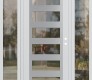 Modern Steel Front Door Diamond C9 68" x 80" white/white clear Glass Panel stainless steel LHI with 2 Sidelites clear Glass
