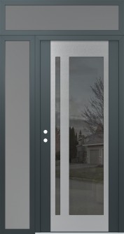 Diamond C15 48" x 96" anthracite/anthracite mirrored Glass Panel stainless steel RHI with Sidelite and Transom frosted Glass