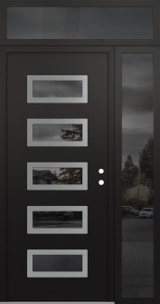 Diamond D1 48" x 96" black/black mirrored Glass Panel stainless steel LHI with Sidelite and Transom mirrored Glass