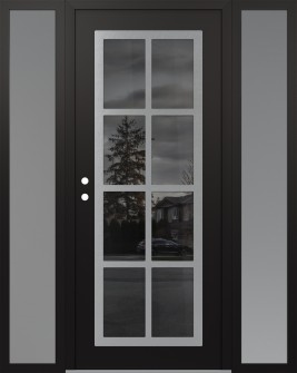 Diamond C16 64" x 80" black/black mirrored Glass Panel stainless steel RHI with 2 Sidelites frosted Glass