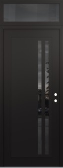 Diamond C6 36" x 96" black/black mirrored Glass Panel black LHI with Transom mirrored Glass