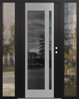 Diamond C15 60" x 80" black/black mirrored Glass Panel stainless steel LHI with 2 Sidelites clear Glass