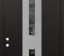 Modern Steel Front Door DIAMOND A6 36" X 96" BLACK/BLACK MIRRORED GLASS PANEL STAINLESS STEEL RHI WITH TRANSOM CLEAR GLASS