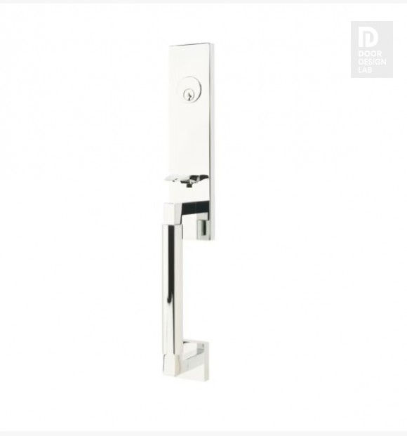 EMTEK HERCULES SMOOTH MONOLITHIC DOUBLE CYLINDER KEYD 4225 POLISHED CHROME US26 for Steel Front Doors