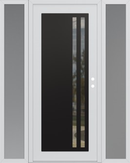 Diamond C6 68" x 80" white/white clear Glass Panel black LHI with 2 Sidelites frosted Glass