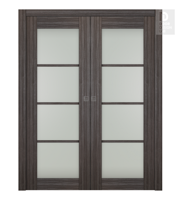Palladio 4 Lite Vetro Gray Oak Double pocket doors