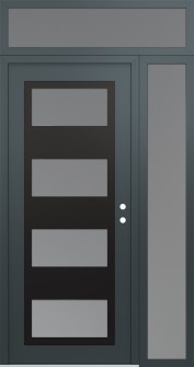 Diamond C2 50" x 96" anthracite/anthracite frosted Glass Panel black LHI with Sidelite and Transom frosted Glass