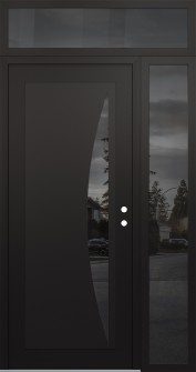 Diamond C13 52" x 96" black/black mirrored Glass Panel black LHI with Sidelite and Transom mirrored Glass