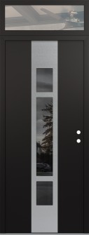 DIAMOND A9 36" X 96" BLACK/BLACK MIRRORED GLASS PANEL STAINLESS STEEL LHI WITH TRANSOM CLEAR GLASS