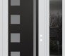 Modern Steel Front Door Diamond C3 50" x 96" white/white frosted Glass Panel black LHI with Sidelite and Transom mirrored Glass