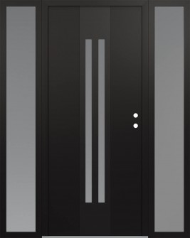 DIAMOND A8 64" X 80" BLACK/WHITE FROSTED GLASS PANEL BLACK LHI WITH 2 SIDELITES FROSTED GLASS