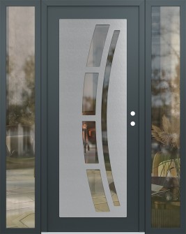 Diamond C12 60" x 80" anthracite/anthracite clear Glass Panel stainless steel LHI with 2 Sidelites clear Glass