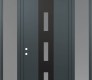 Modern Steel Front Door DIAMOND A7 68" X 96" ANTHRACITE/ANTHRACITE FROSTED GLASS PANEL BLACK RHI WITH 2 SIDELITES AND TRANSOM FROSTED GLASS