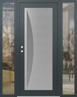 Diamond C13 60" x 80" anthracite/anthracite frosted Glass Panel stainless steel RHI with 2 Sidelites clear Glass