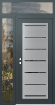 Diamond C11 52" x 96" anthracite/anthracite mirrored Glass Panel stainless steel RHI with Sidelite and Transom clear Glass