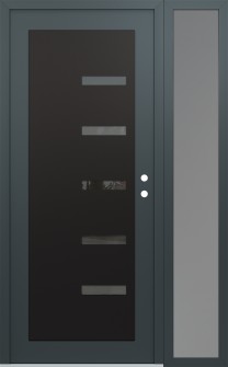 Diamond C8 48" x 80" anthracite/anthracite mirrored Glass Panel black LHI with Sidelite frosted Glass