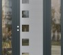 Modern Steel Front Door Diamond C5 64" x 80" anthracite/anthracite clear Glass Panel stainless steel RHI with 2 Sidelites clear Glass