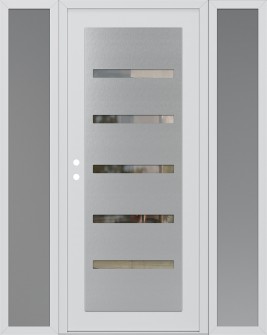 Diamond C7 64" x 80" white/white clear Glass Panel stainless steel RHI with 2 Sidelites frosted Glass