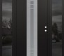 Modern Steel Front Door DIAMOND A4 64" X 80" BLACK/WHITE FROSTED GLASS PANEL STAINLESS STEEL LHI WITH 2 SIDELITES MIRRORED GLASS