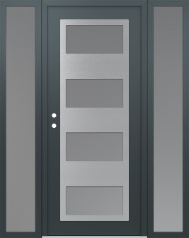 Diamond C2 64" x 80" anthracite/anthracite frosted Glass Panel stainless steel RHI with 2 Sidelites frosted Glass