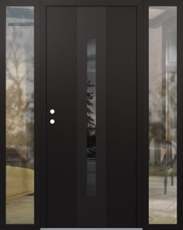 DIAMOND A2 68" X 80" BLACK/BLACK MIRRORED GLASS PANEL BLACK RHI WITH 2 SIDELITES CLEAR GLASS