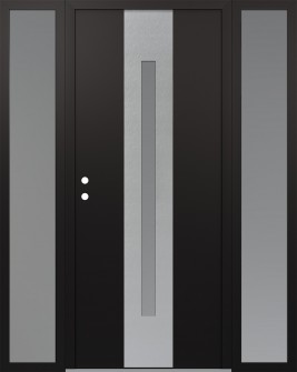 DIAMOND A2 60" X 80" BLACK/WHITE FROSTED GLASS PANEL STAINLESS STEEL RHI WITH 2 SIDELITES FROSTED GLASS