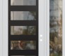 Modern Steel Front Door Diamond C9 48" x 96" white/white clear Glass Panel black LHI with Sidelite and Transom clear Glass