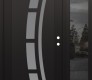 Modern Steel Front Door Diamond C12 52" x 80" black/white frosted Glass Panel black LHI with Sidelite mirrored Glass