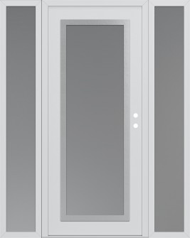 Diamond C1 64" x 80" white/white frosted Glass Panel stainless steel LHI with 2 Sidelites frosted Glass