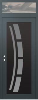 Diamond C12 36" x 96" anthracite/anthracite frosted Glass Panel black RHI with Transom clear Glass