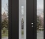 DIAMOND A3 64" X 96" BLACK/BLACK CLEAR GLASS PANEL STAINLESS STEEL RHI WITH 2 SIDELITES AND TRANSOM CLEAR GLASS