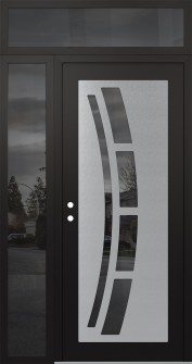 Diamond C12 52" x 96" black/black mirrored Glass Panel stainless steel RHI with Sidelite and Transom mirrored Glass
