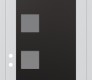 Modern Steel Front Door Diamond C5 36" x 96" white/white frosted Glass Panel black RHI with Transom mirrored Glass