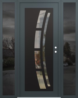 Diamond C12 68" x 80" anthracite/anthracite clear Glass Panel black LHI with 2 Sidelites mirrored Glass