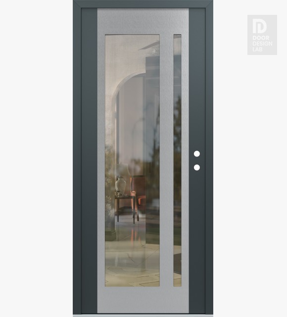 Modern Steel Front Door Diamond C15 36" x 80" anthracite/anthracite clear Glass Panel stainless steel LHI