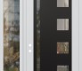 Modern Steel Front Door Diamond C3 50" x 96" white/white clear Glass Panel black RHI with Sidelite and Transom clear Glass