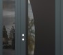 Modern Steel Front Door Diamond C13 50" x 96" anthracite/anthracite clear Glass Panel black RHI with Sidelite and Transom mirrored Glass