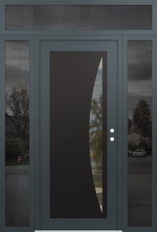 Diamond C13 68" x 96" anthracite/anthracite clear Glass Panel black LHI with 2 Sidelites and Transom mirrored Glass
