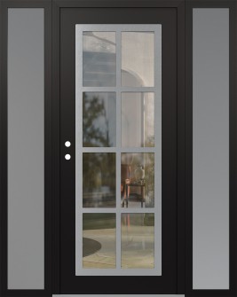 Diamond C16 64" x 80" black/black clear Glass Panel stainless steel RHI with 2 Sidelites frosted Glass