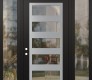 Modern Steel Front Door Diamond C9 60" x 96" black/black clear Glass Panel stainless steel RHI with 2 Sidelites and Transom clear Glass