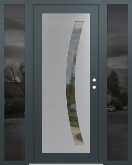 Diamond C4 64" x 80" anthracite/anthracite clear Glass Panel stainless steel LHI with 2 Sidelites mirrored Glass